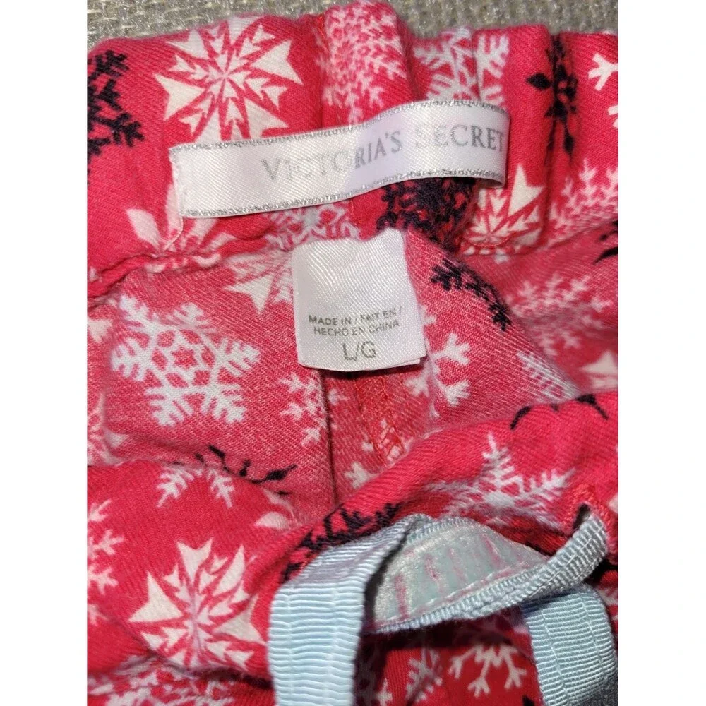 Victoria’s Secret Size Large Red Snowflake Drawstring Pajama Pants